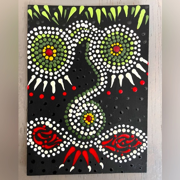 ACEO Collectible Original Painting Art “Nightmare” Monster Dot Art Mini Signed - Picture 2 of 4
